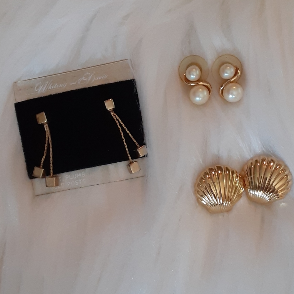 VINTAGE EARRINGS, 3 pr, all posts